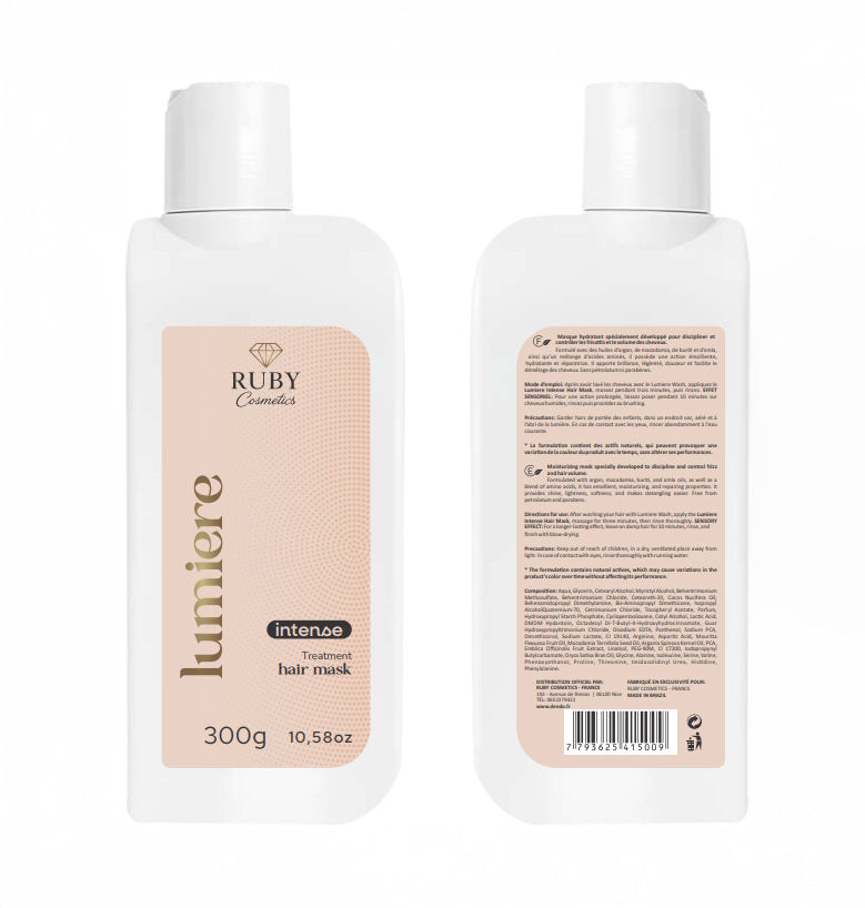 Masque Capillaire Hydratant Antifrizz – Lumière Intense - 300 g – Ruby Cosmetics